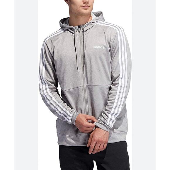Adidas Men's Fleece‎ Tech Hooded Full Zip Sweatshirt Pullover Gary Size Medium - Picture 1 of 14